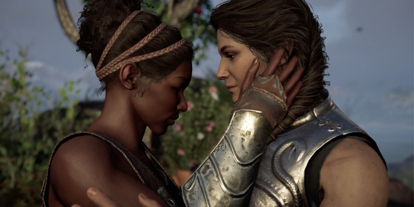 image of Kassandra romancing Roxana in Assassin's Creed Odyssey