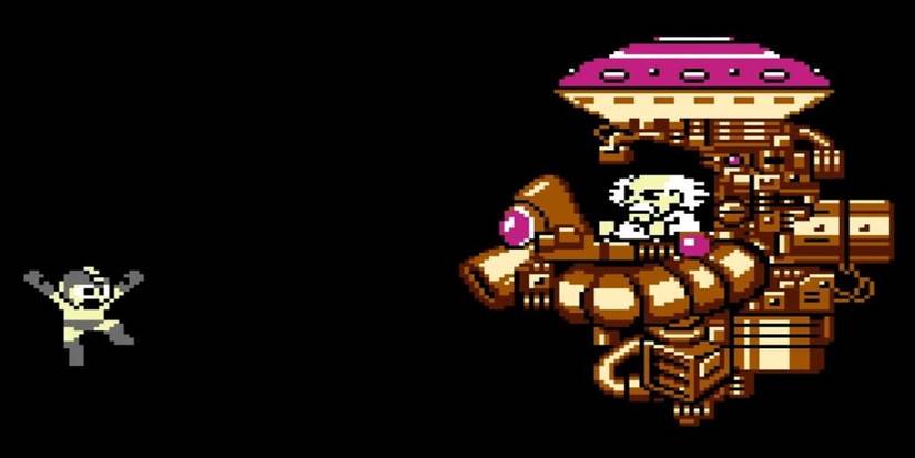 Mega Man fighting opponent in ship