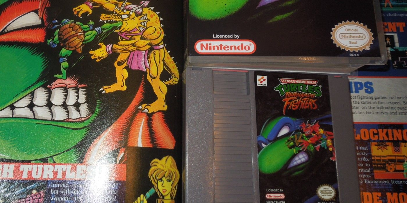 Teenage Mutant Ninja Turtles tournament fighter cart, artwork, and box