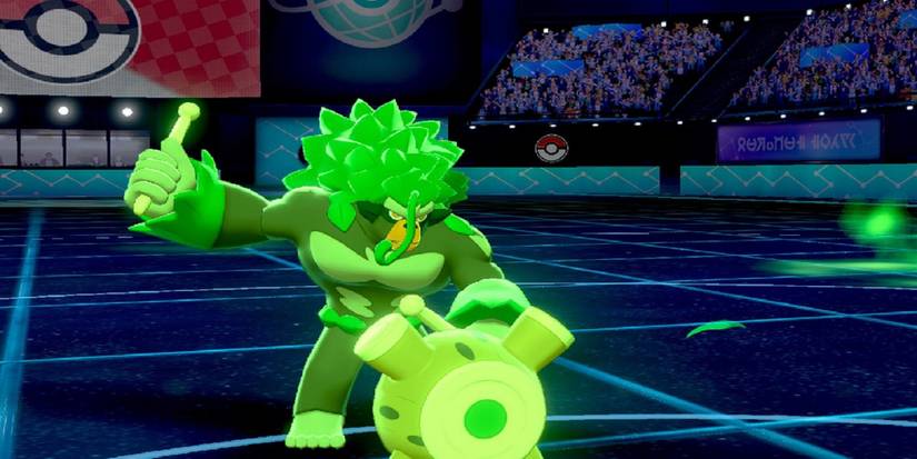 Pokemon Rillaboom using Grassy Glide in Pokemon Sword and Shield