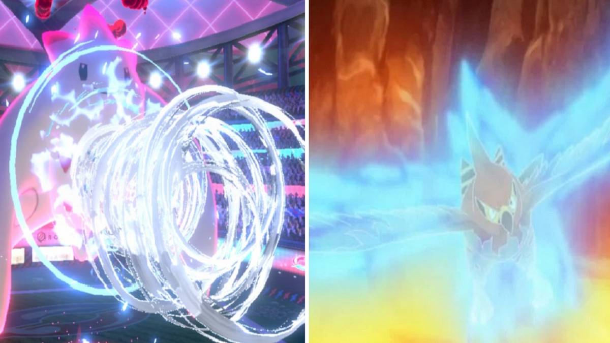 Pokémon split image Togekiss Max Airstream Talonflame Brave Bird