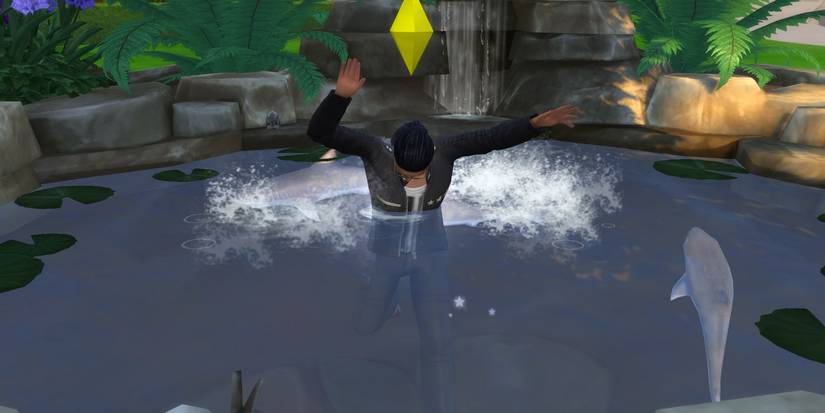 A sim drowning in the Sims 4