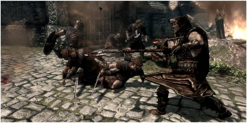 Skyrim Stormcloaks Fighting Imperials