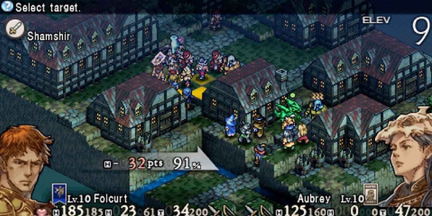 A view of the battlefield in Tactics Ogre