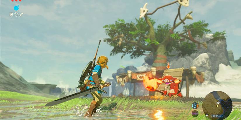 legend of zelda breath of the wild combat with a bokoblin