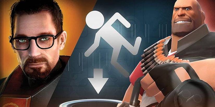 The three games from The Orange Box (Half Life 2, Portal, and Team Fortress 2)