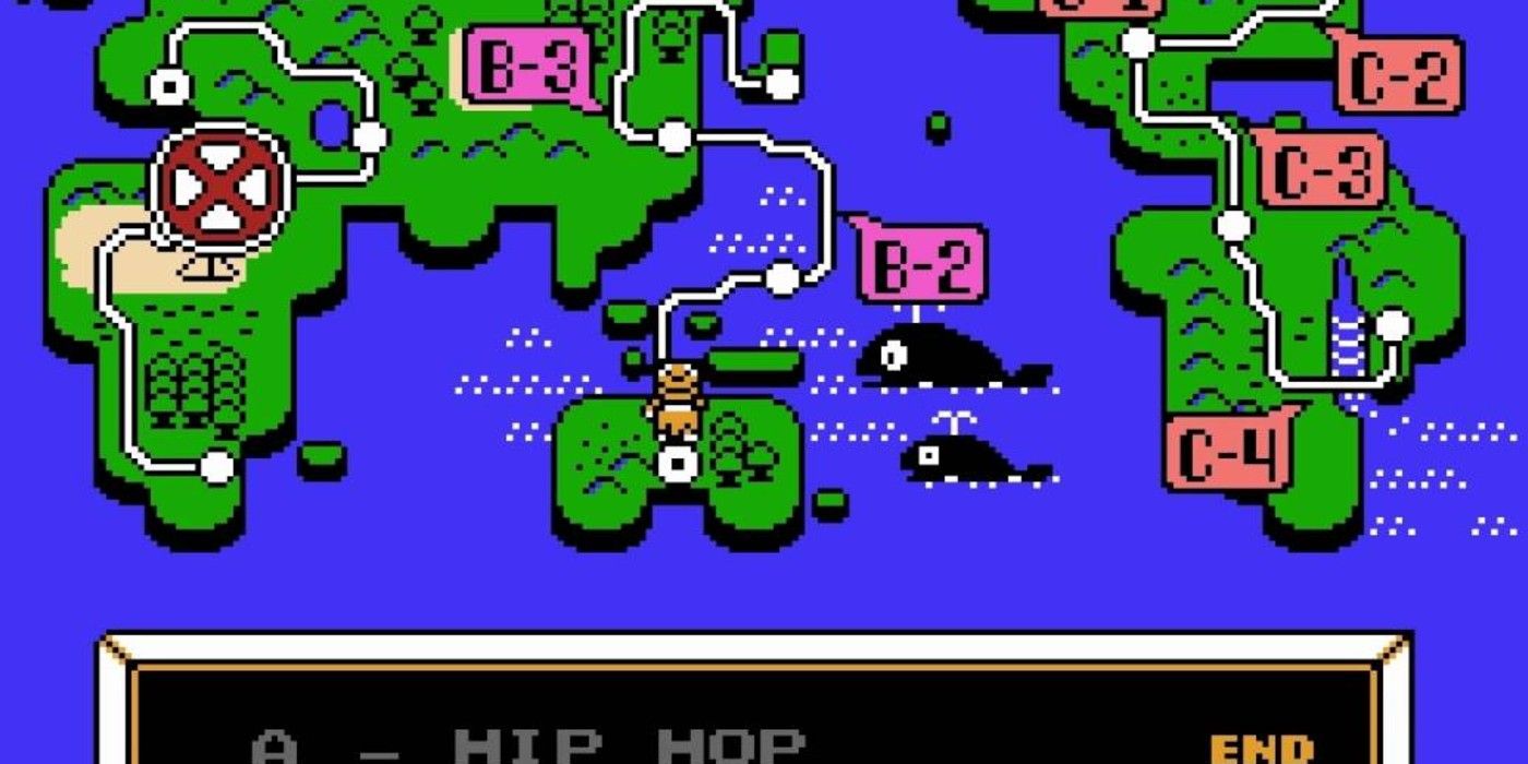 Wacky Races NES overhead map with land and sea