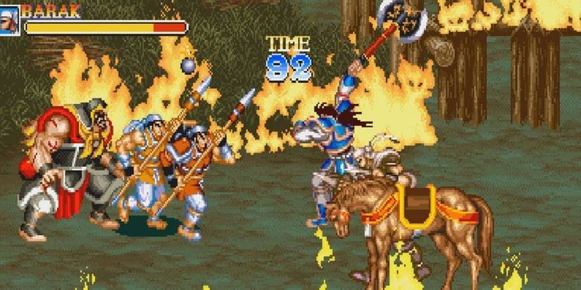 fighting, surrounded by fire