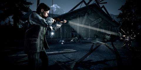 Alan Wake aiming a gun