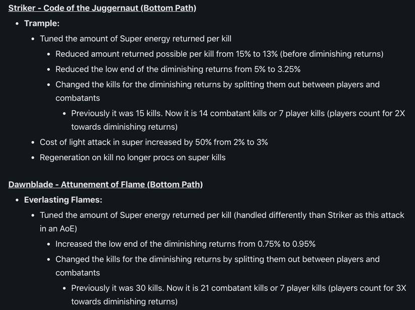 pvp subclass nerfs in destiny 2