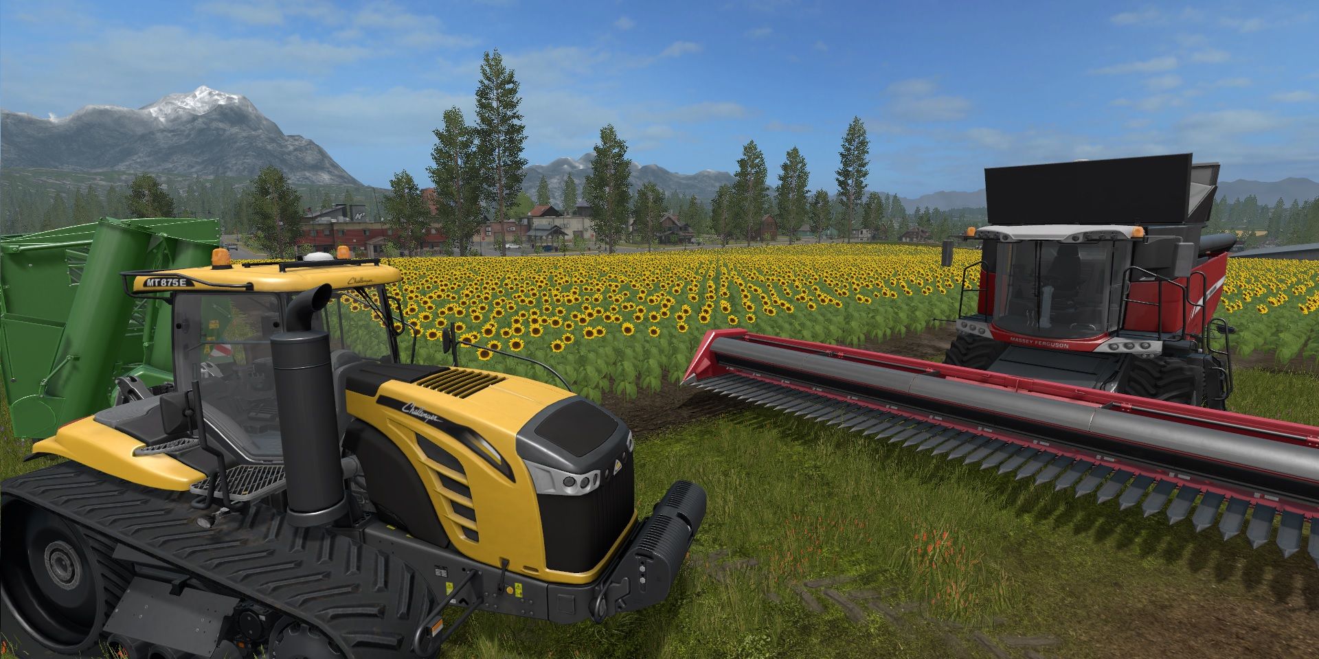 Two tractors in a field