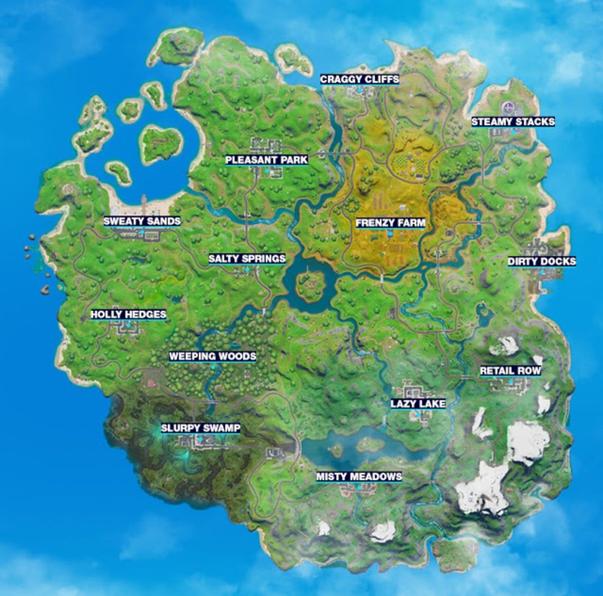 fortnite chapter 2 map location names