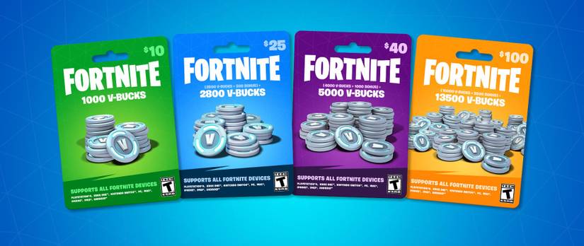 fortnite v-bucks cards denominations