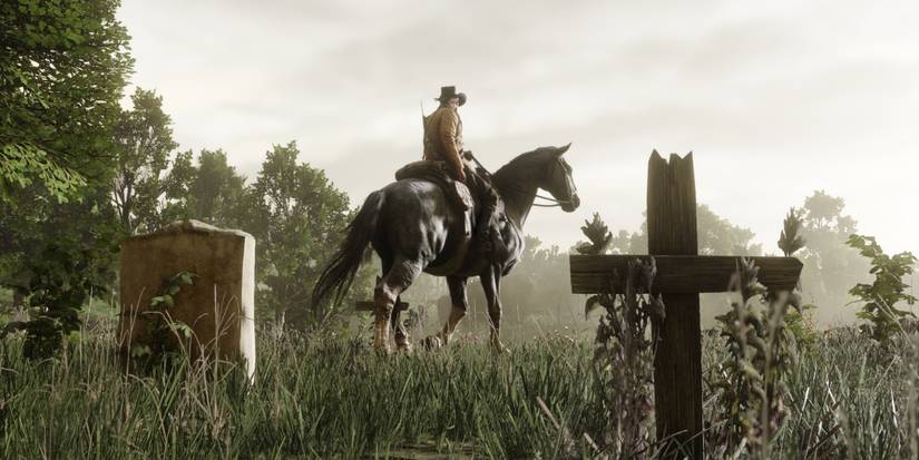 red dead redemption 2 graveyard screenshot