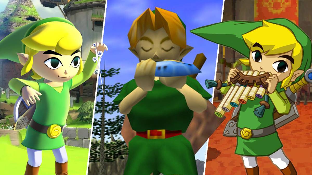 The Windwaker, th Ocarina of Time and the Spirit Flute from The Legend of Zelda