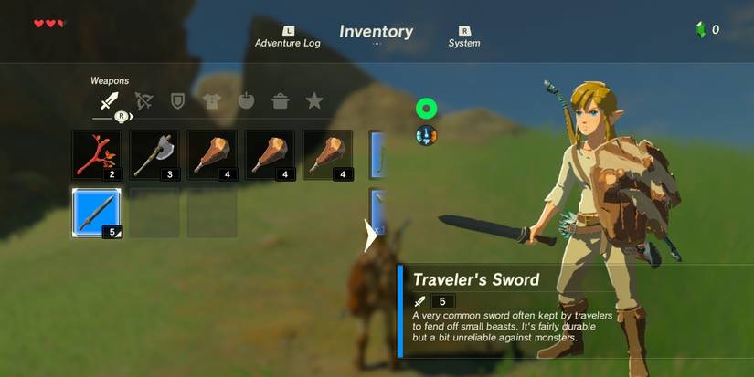 Link's weapons in Breath of the Wild
