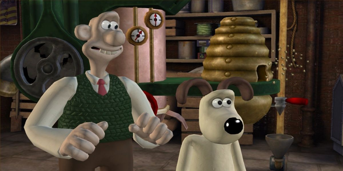 Wallace standing with Gromit