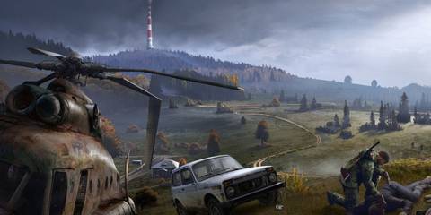 Day Z Crashed Helicopter In Open Field