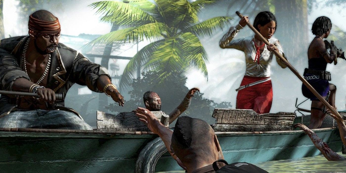 Dead Island character fending off zombies on a boat