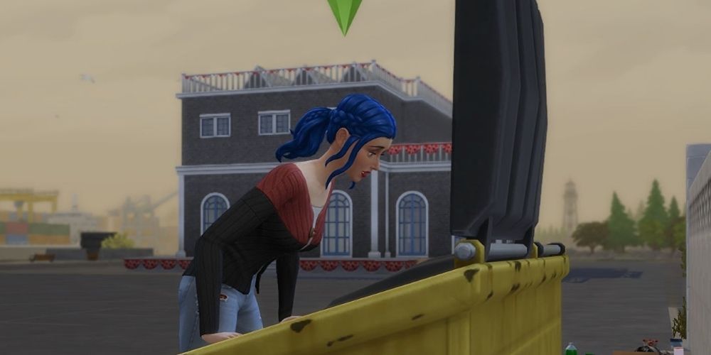 Sims 4 Sim Looking Into Dumpster