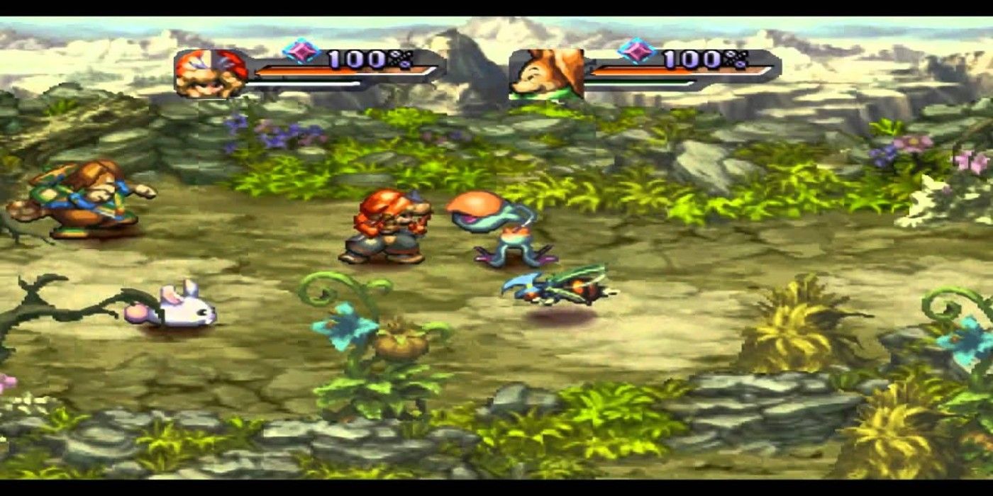 Legend of Mana characters and animals battling in wilderness