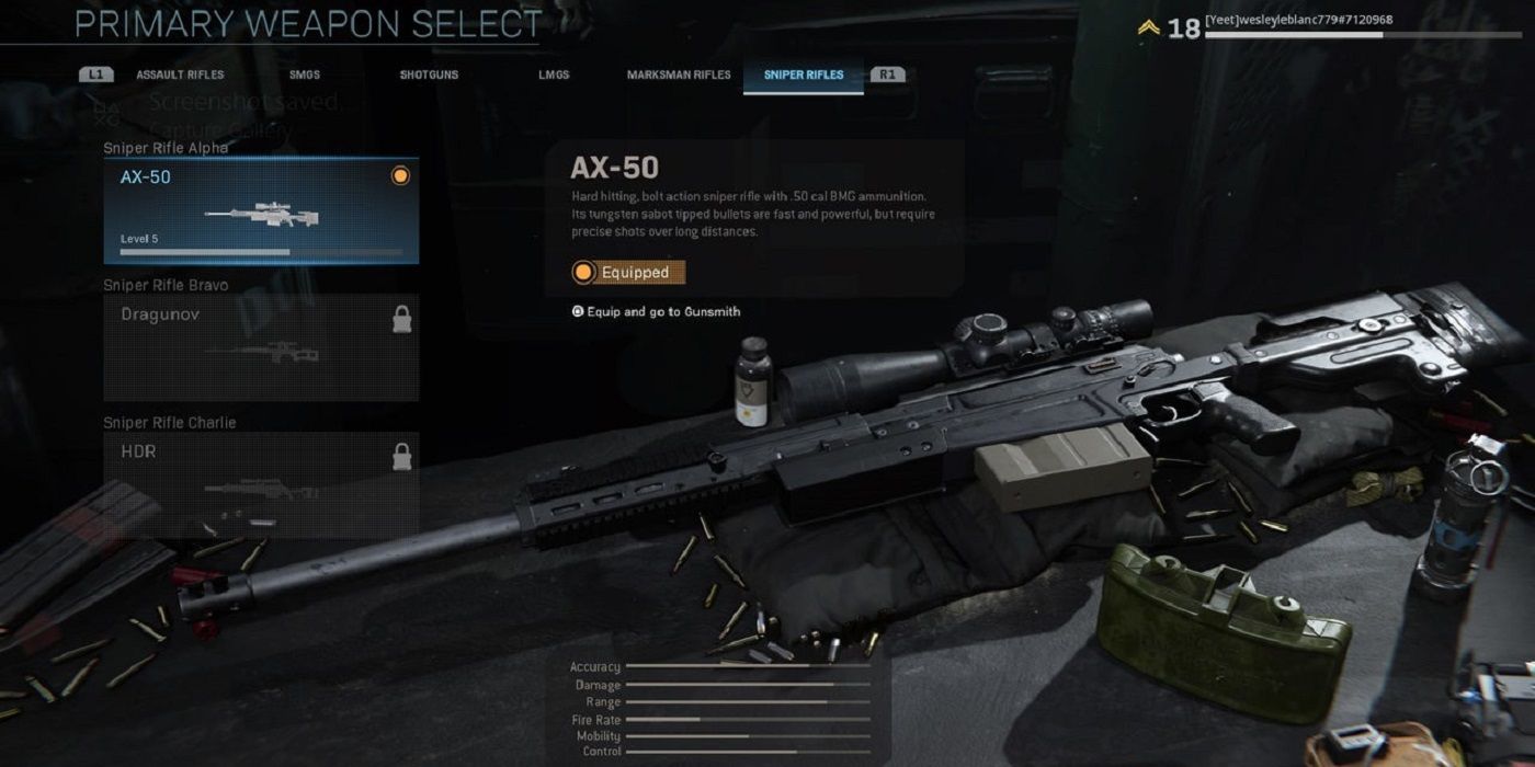 Modern Warfare ax-50 sniper rifle