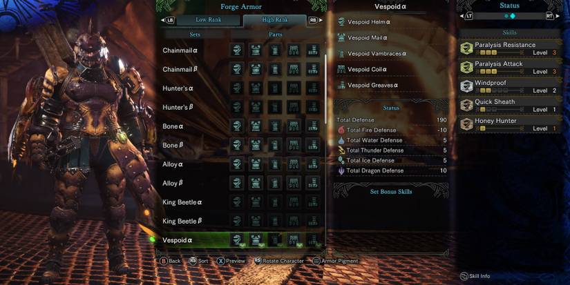 Monster Hunter World Vespoid Armor