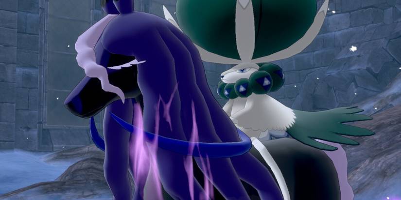 Shadow Rider Calyrex in a snowy castle