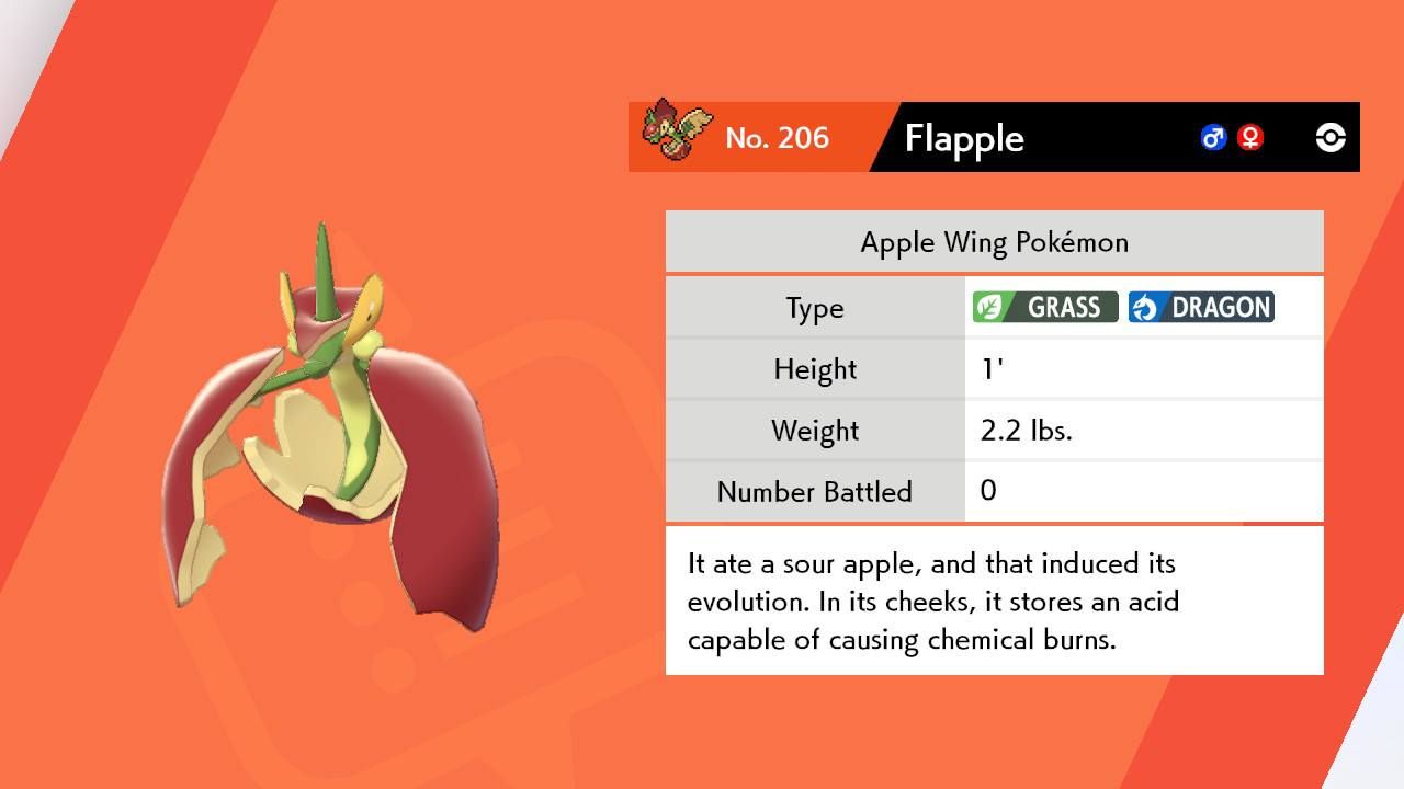 pokemon sword shield applin flapple pokedex evolution