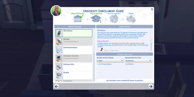 The Sims 4 applying for university