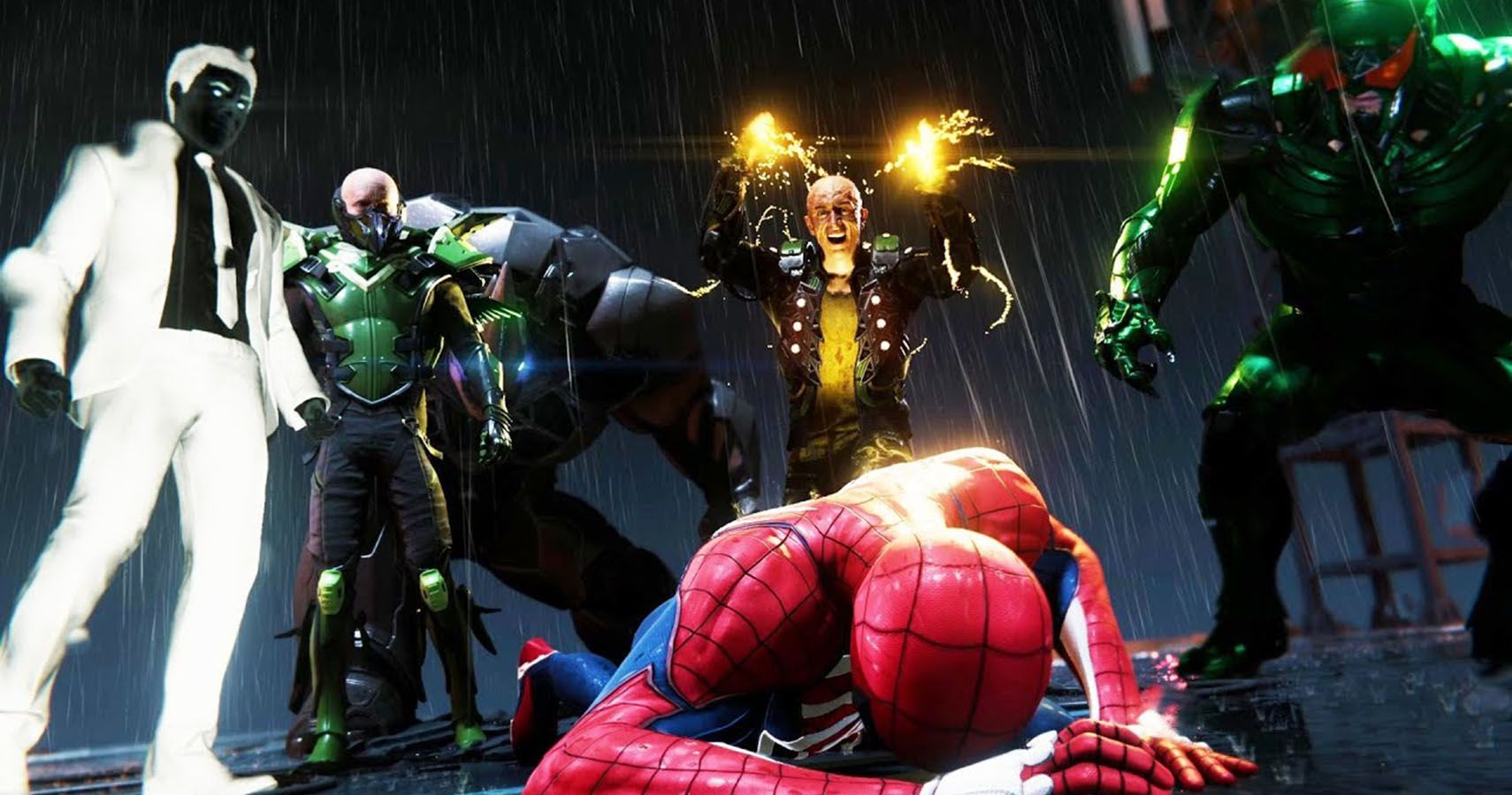 Игра новые враги. Spider man 2018 Зловещая шестёрка. Зловещая шестерка человек паук ps4. Marvel Spider man ps4 Villains. Spider man на ps4 боссы.