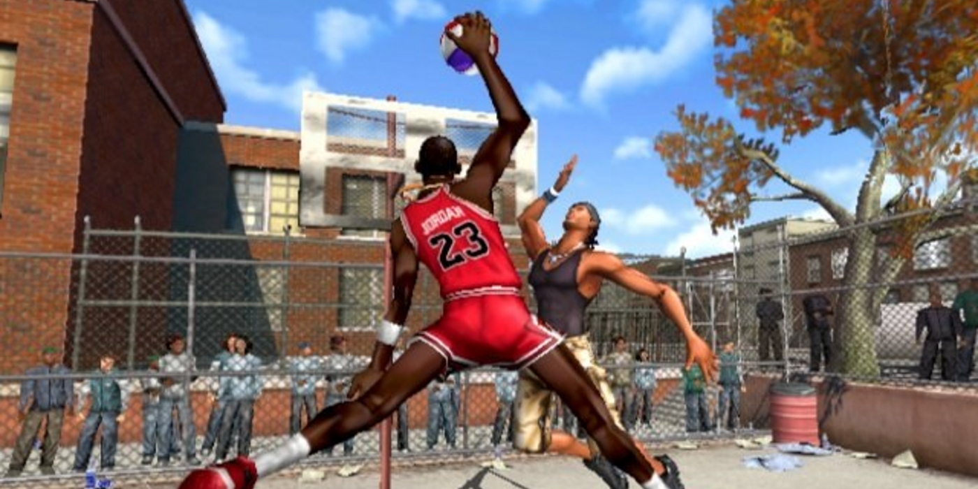 Michael Jordan dunking in NBA Street Vol 2