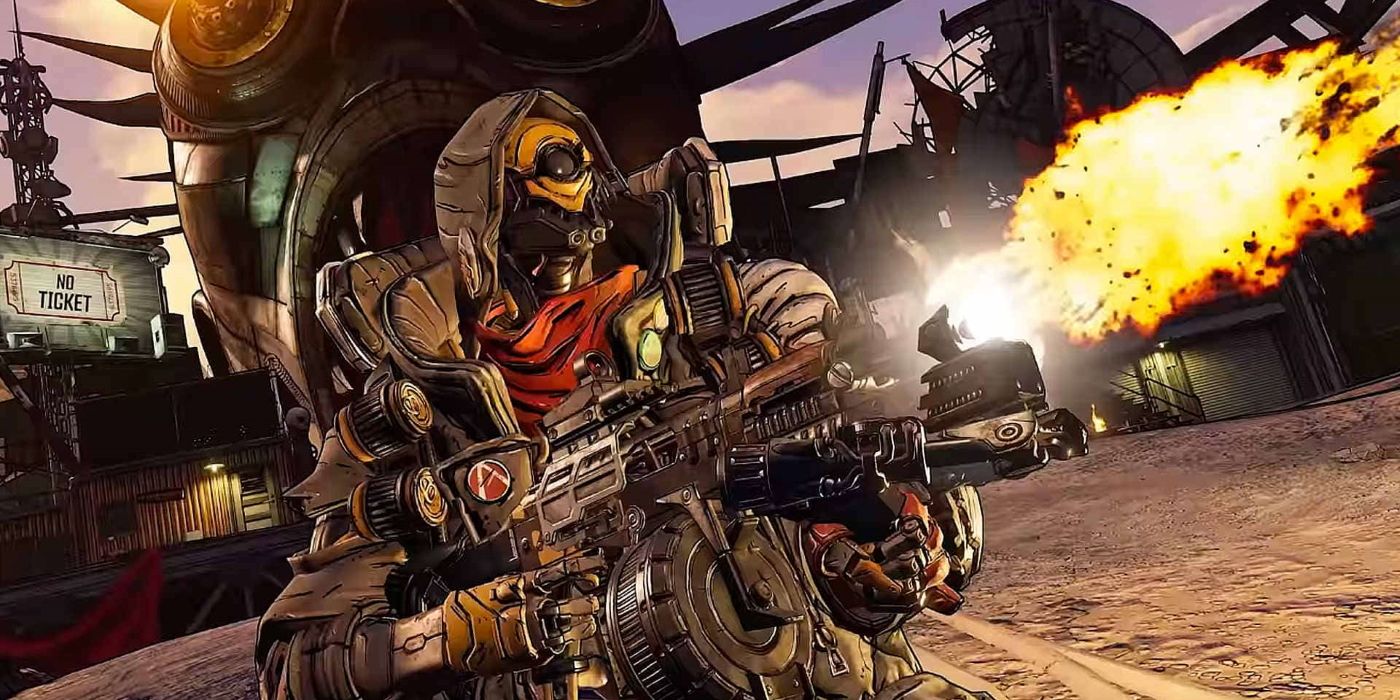 borderlands 3 character with flamethrower