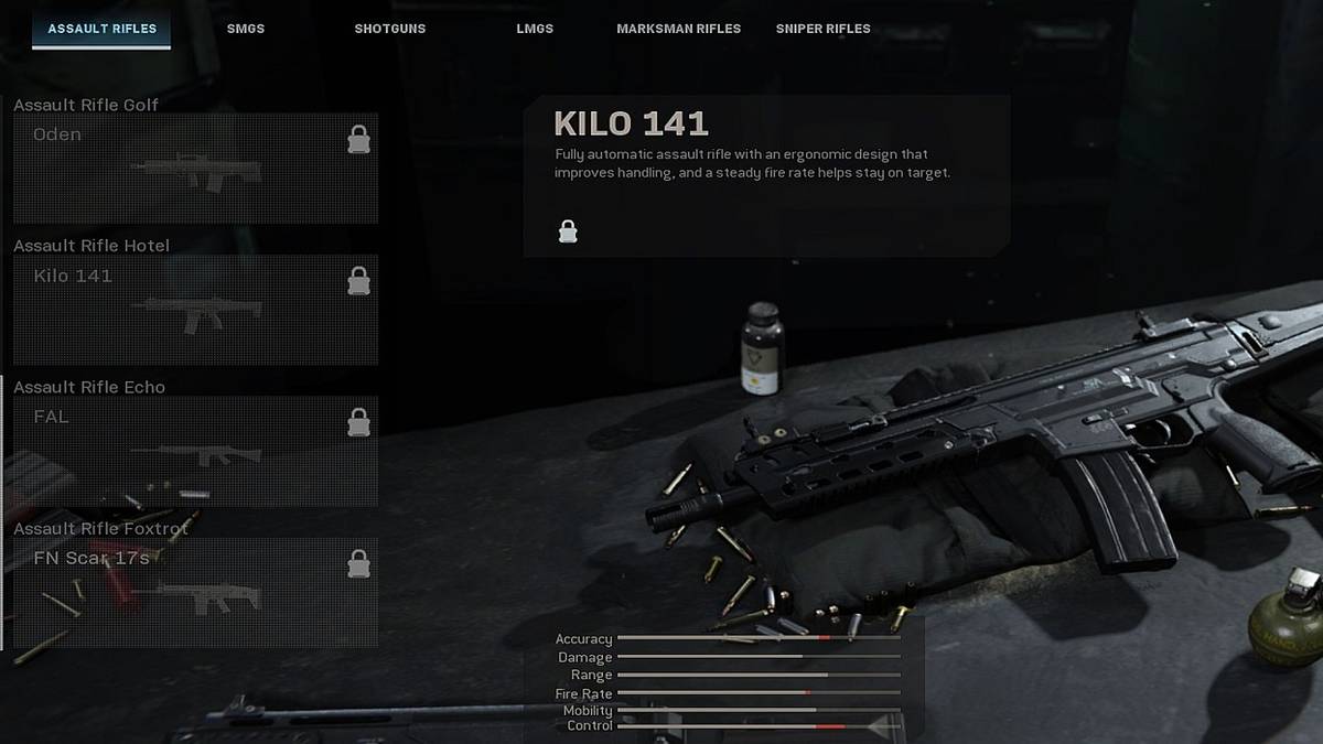 Kilo 141 in a menu.