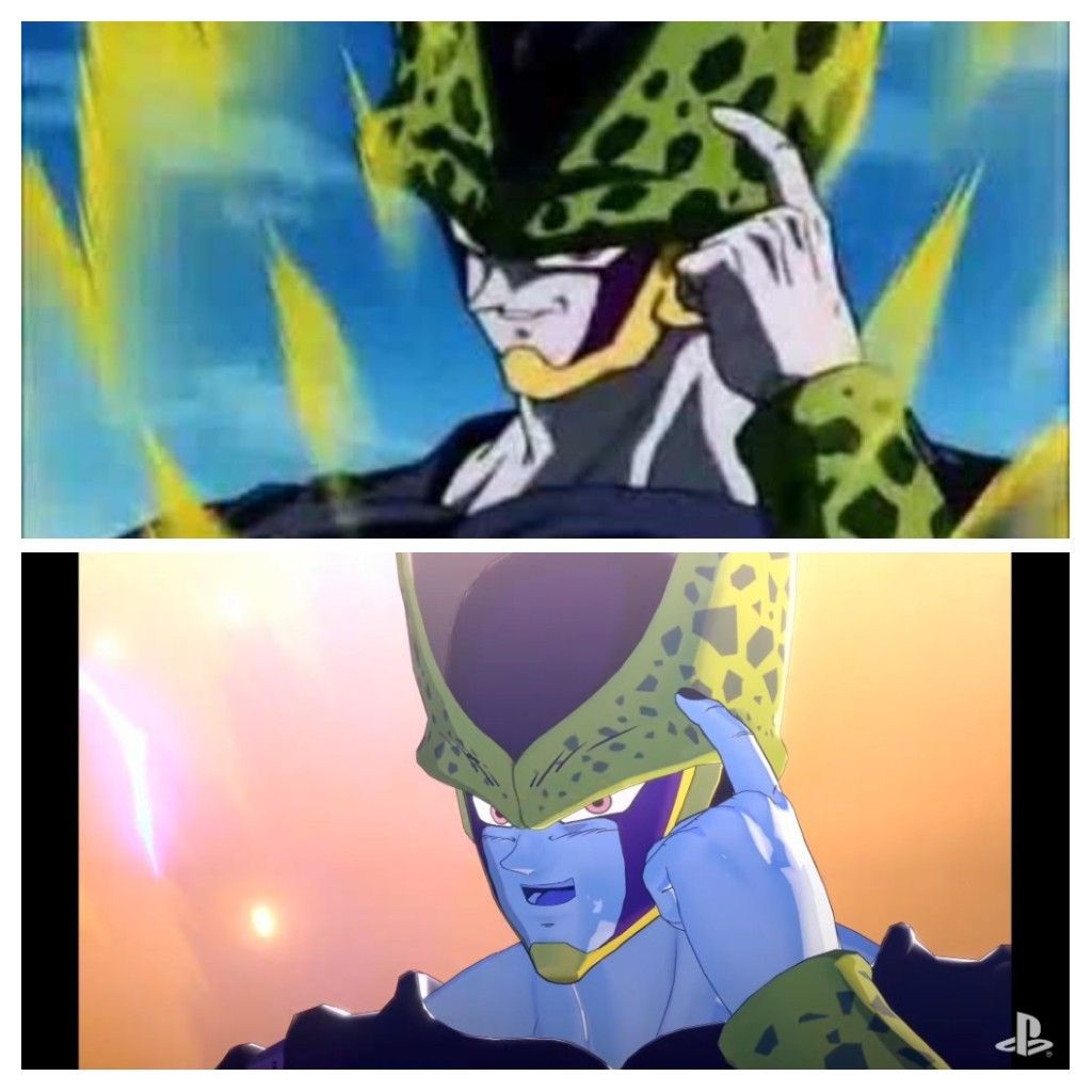 Cell DBZ Kakarot versus anime