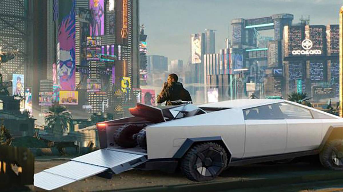cyberpunk 2077 with a cybertruck