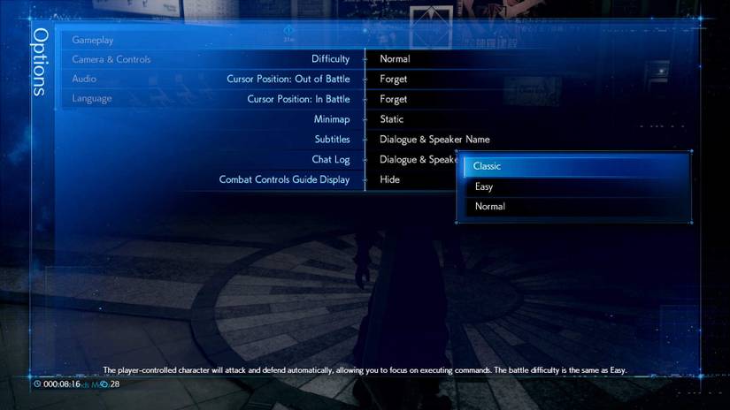 final fantasy 7 remake classic mode settings how to