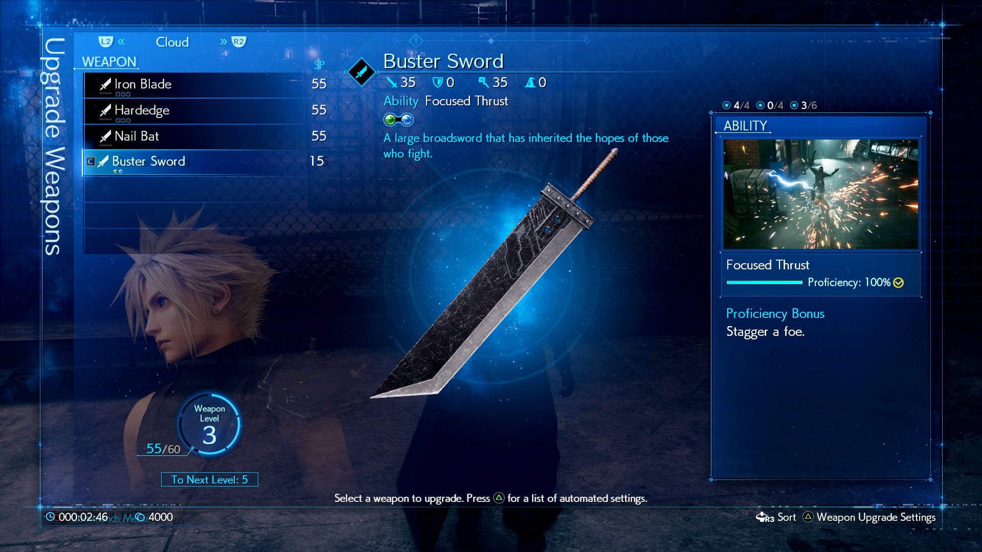final fantasy 7 remake cloud buster sword ability