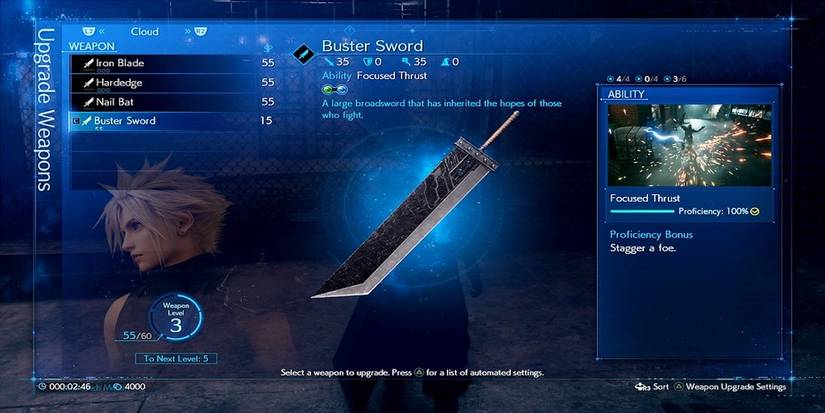 final fantasy seven remake buster sword selection featured