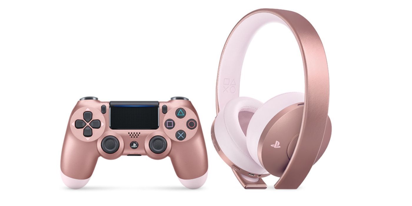 rose gold ps4 headset and controller