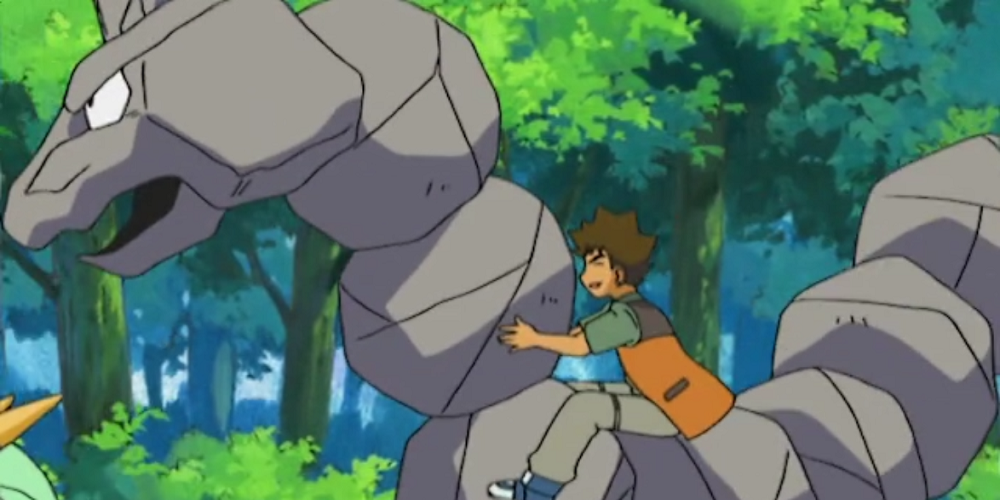 Onix and Brock in the Pokemon anime.