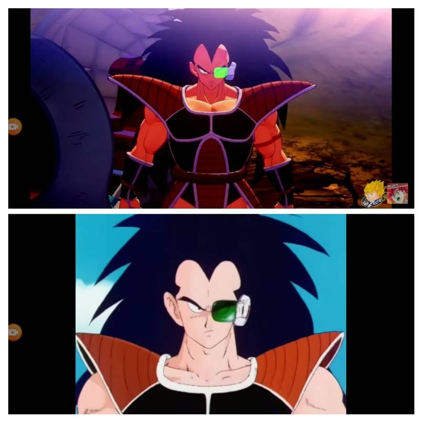 Raditz from DBZ Kakarot versus the anime.