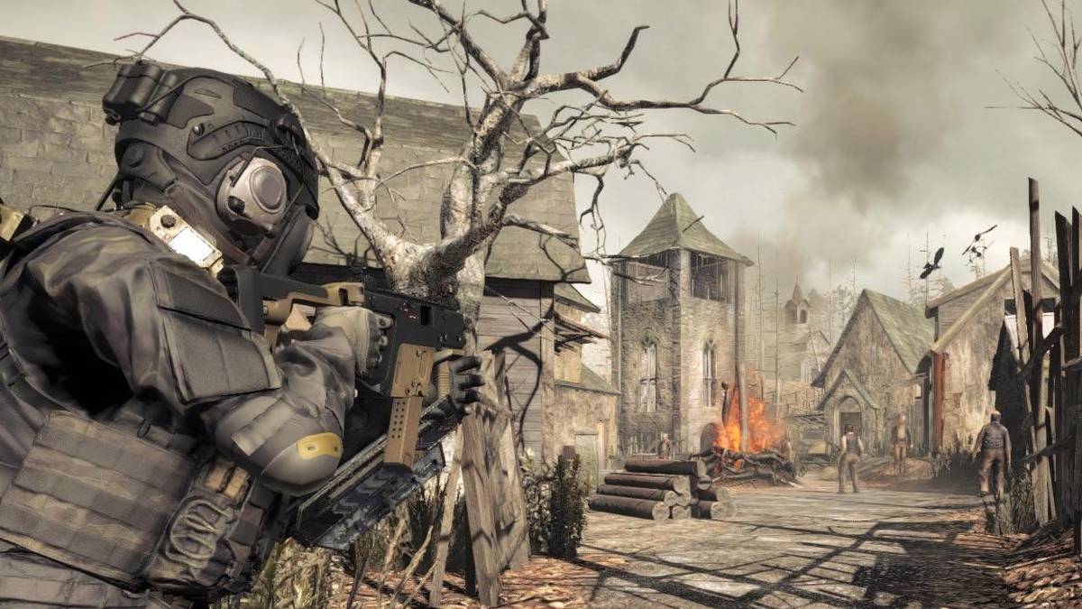 umbrella corps - aiming at enemies in a village