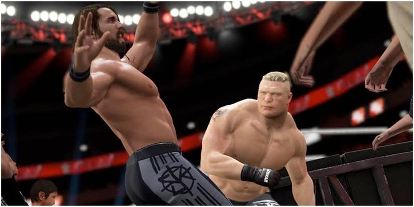 Brock Lesnar thumps Seth Rollins