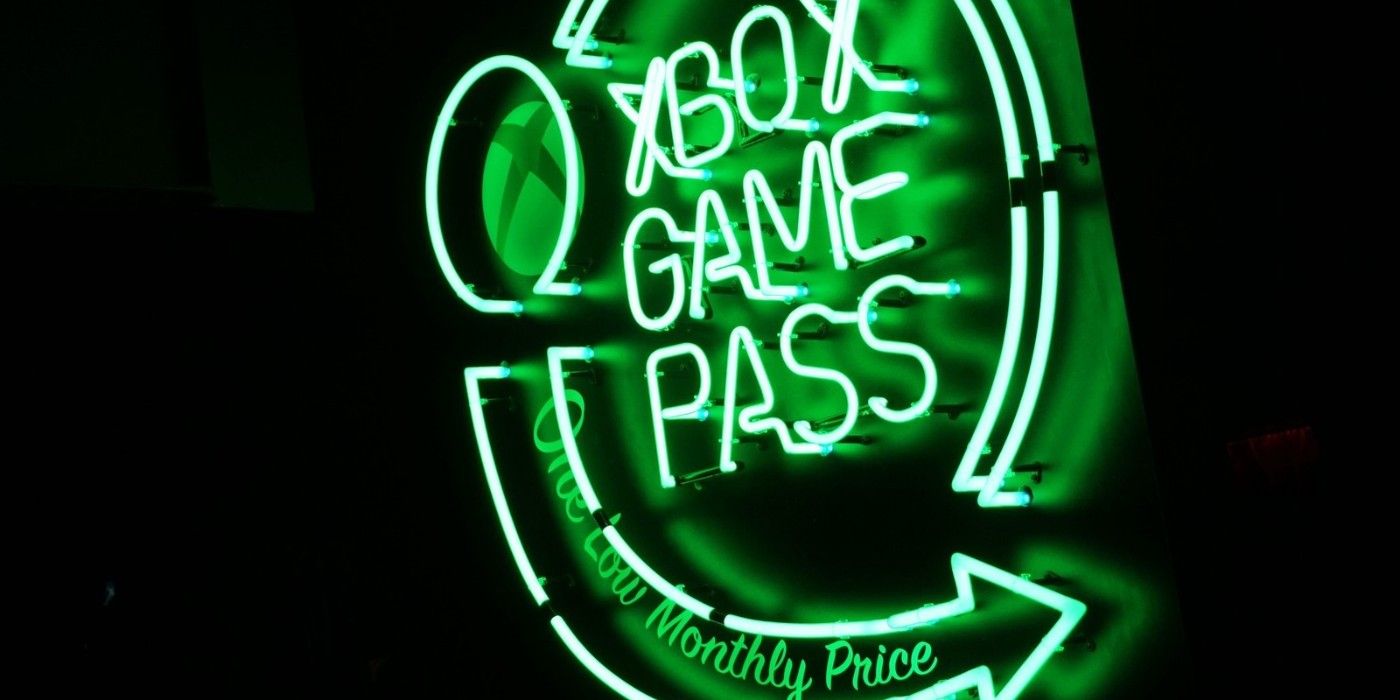 xbox game pass neon sign angled