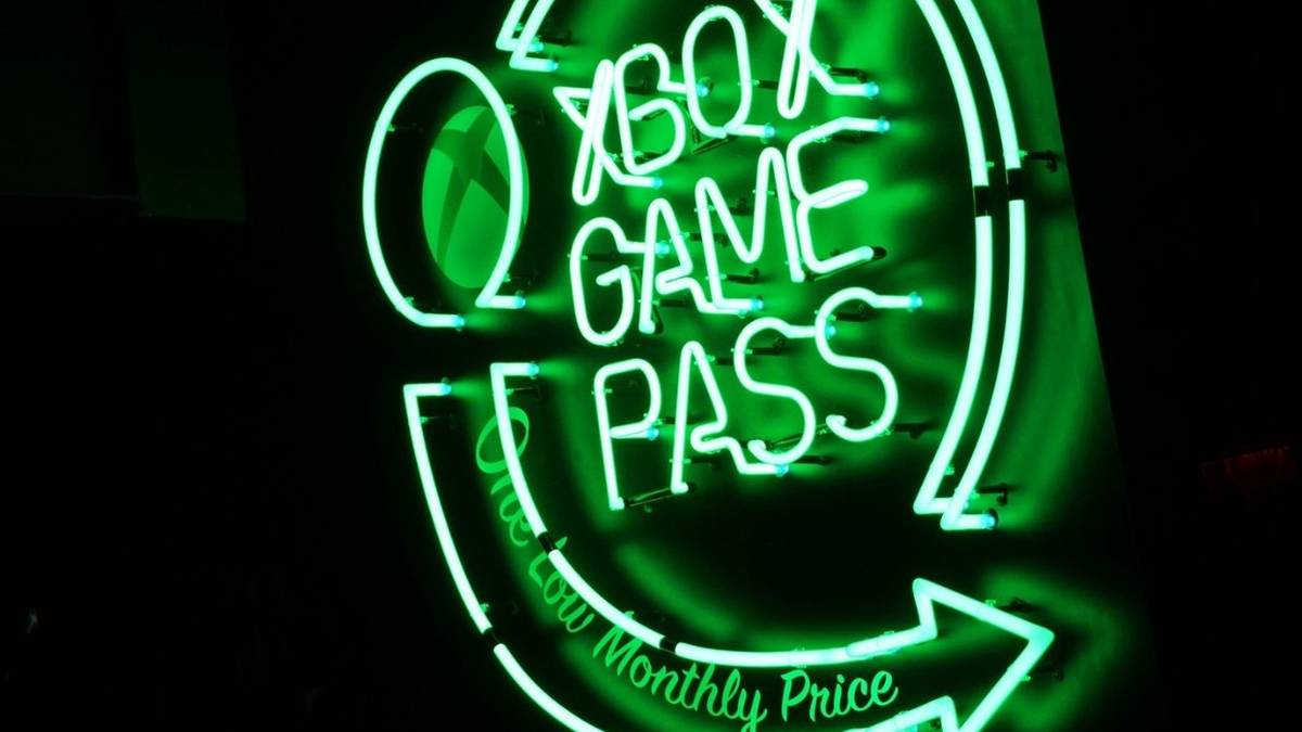 xbox game pass neon sign angled