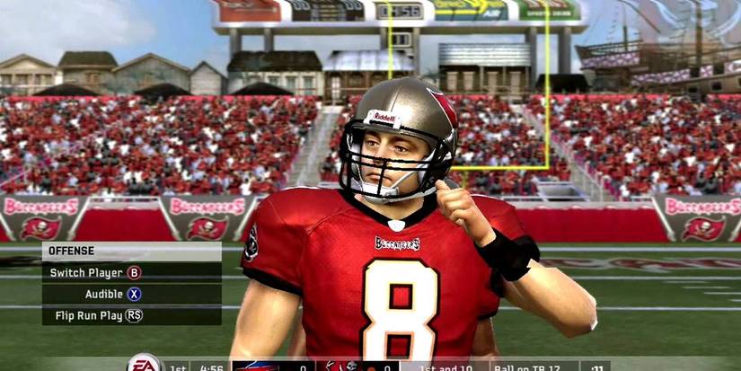 A player with a silly expression in Madden NFL 06
