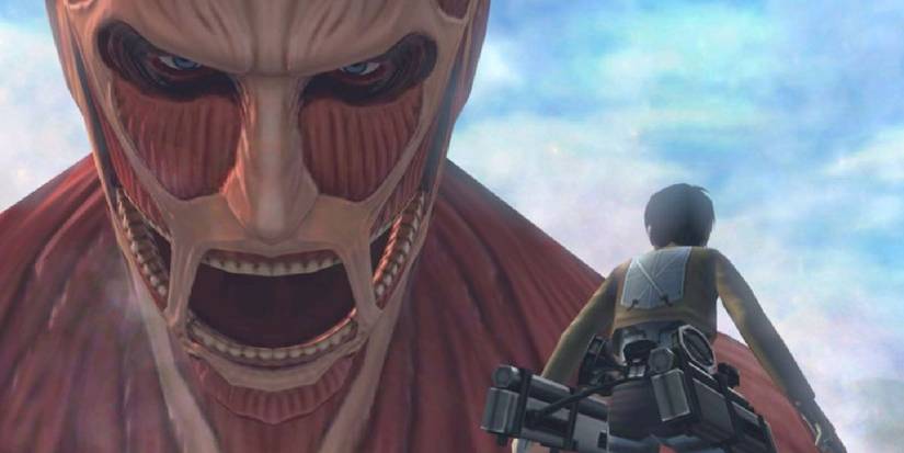 Attack On Titan Humanity In Chains monster up close with hero