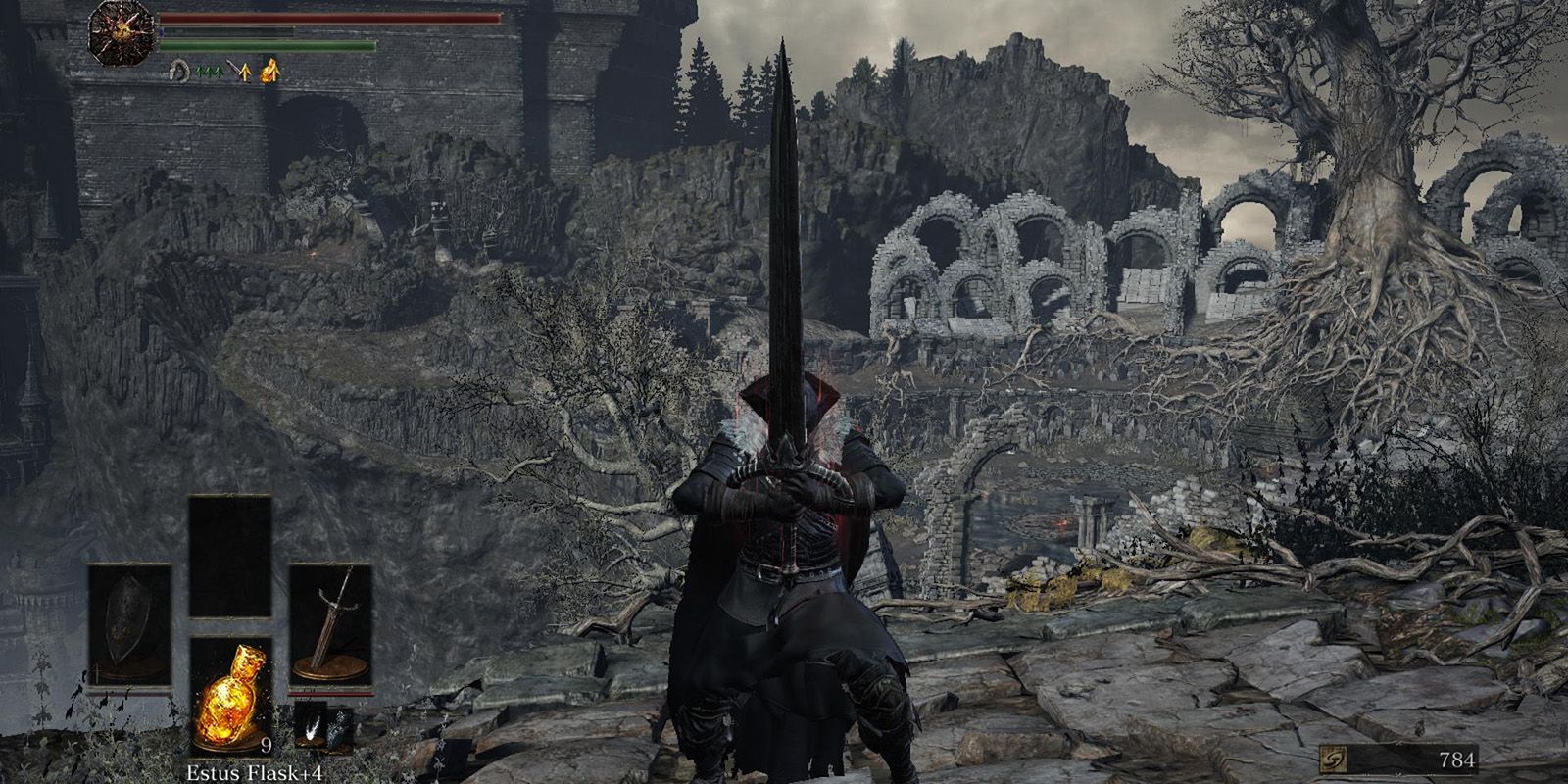 Player holding the Black Knight Sword