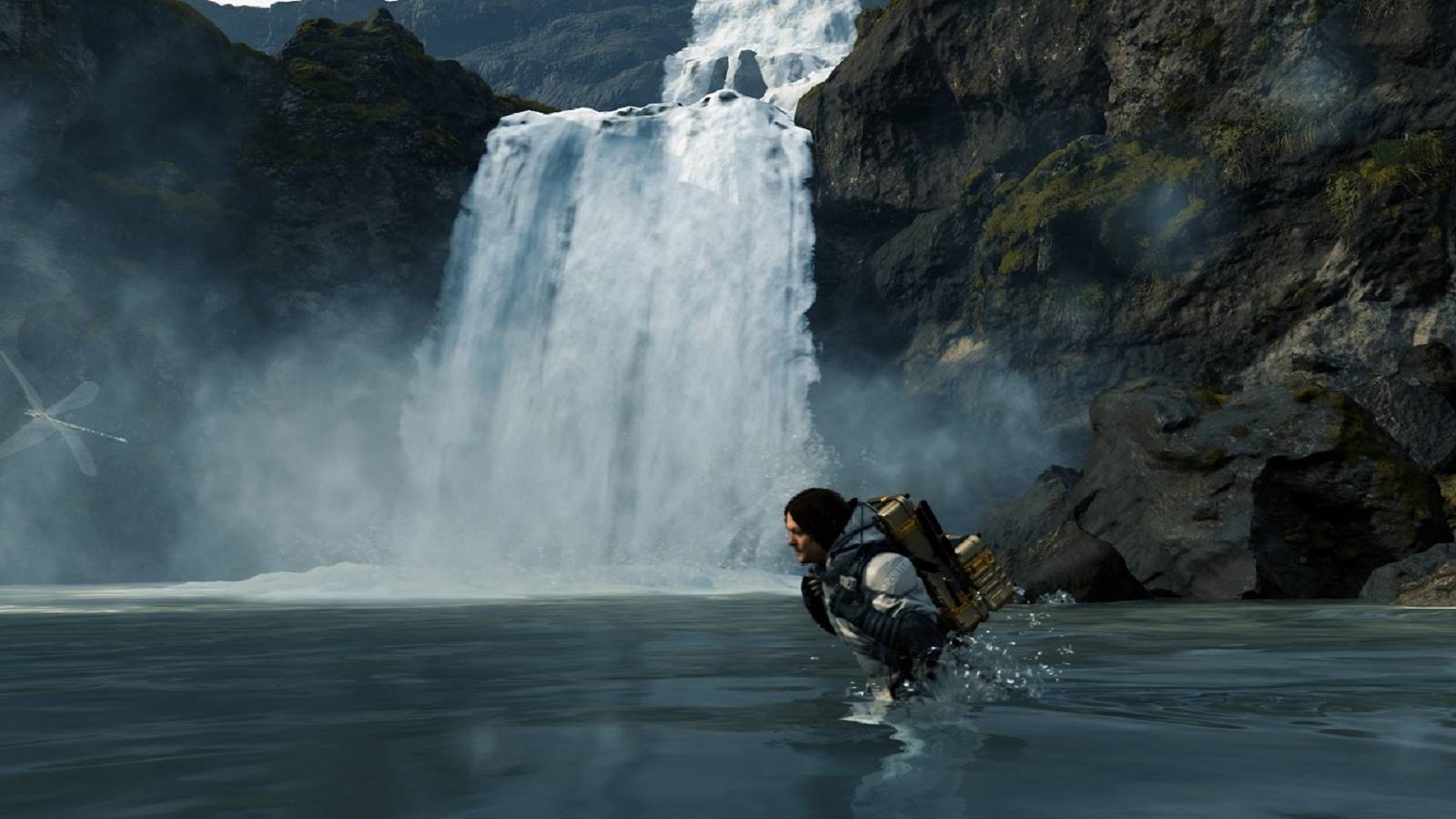 Death Stranding Sam wading through water